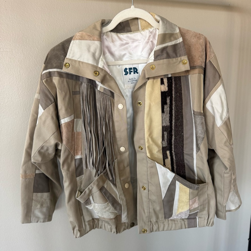 Santa Fe Recreations SFR Vintage Patchwork leather suede fringe jacket small